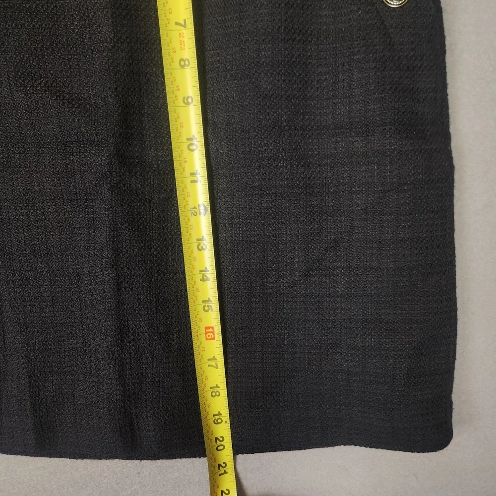 Ann Taylor Loft Tweed Skirt Women's 8T Black Gold Buttons Mini‎ NWT Preppy